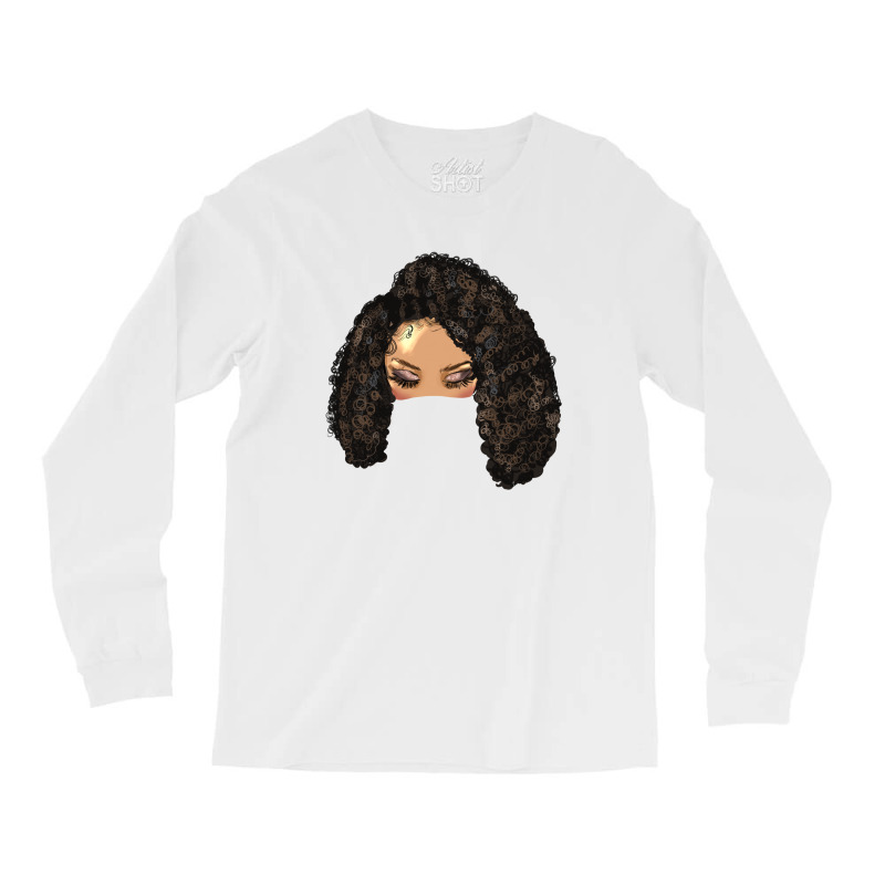 Afro Messy Bun Light Skin Natural Hair Long Sleeve Shirts | Artistshot