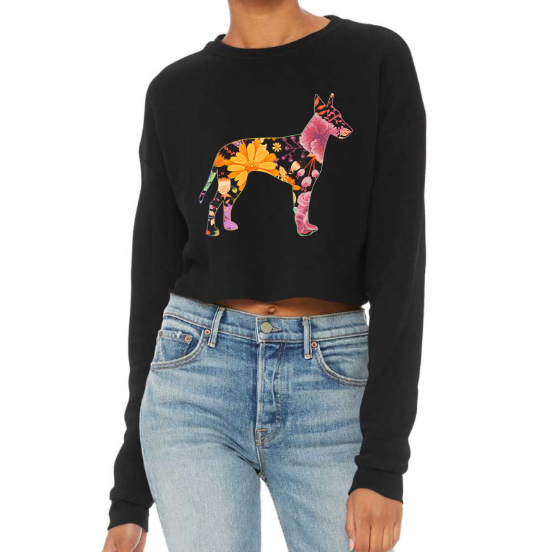 Floral Flower Vintage Retro Manchester Terrier Lov Cropped Sweater by bonne | Artistshot