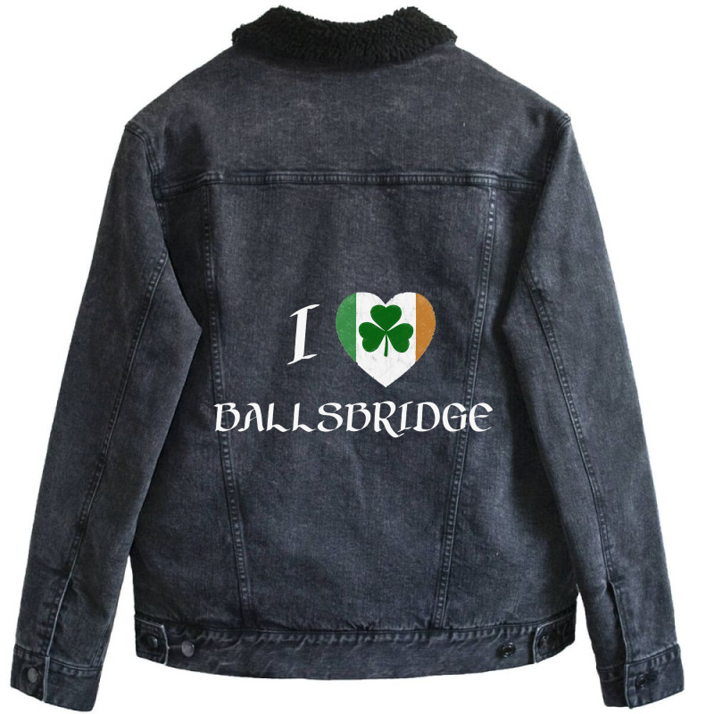 I Love Ballsbridge Ireland Flag Heart Shamrock Unisex Sherpa-lined Denim Jacket | Artistshot