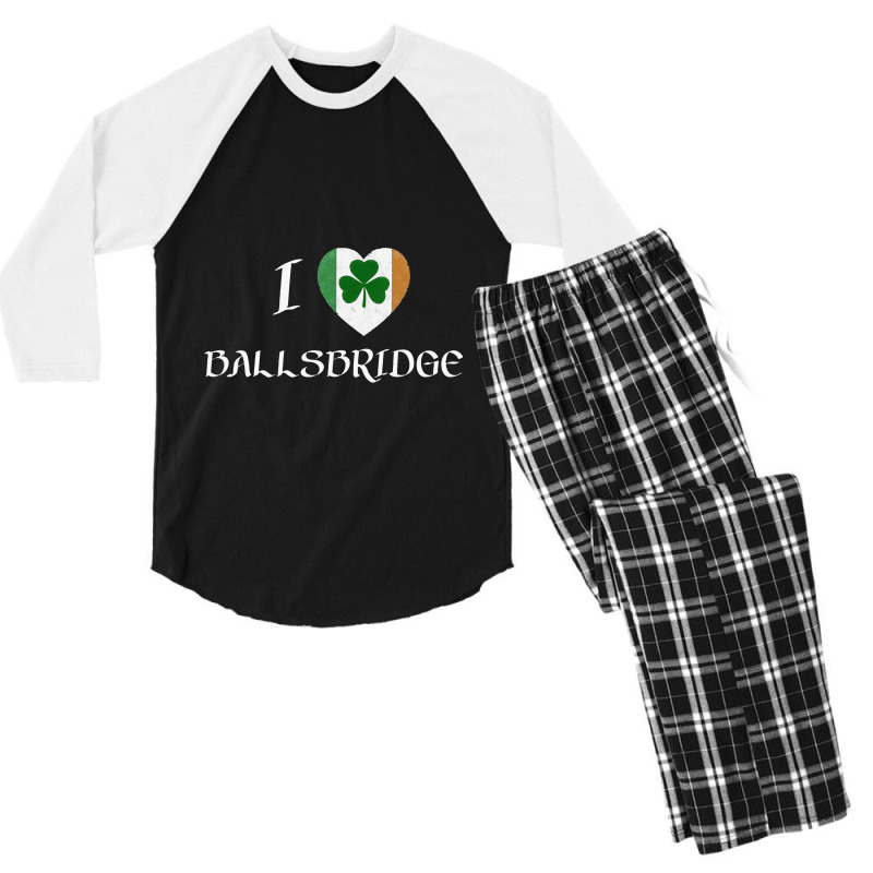 I Love Ballsbridge Ireland Flag Heart Shamrock Men's 3/4 Sleeve Pajama Set | Artistshot