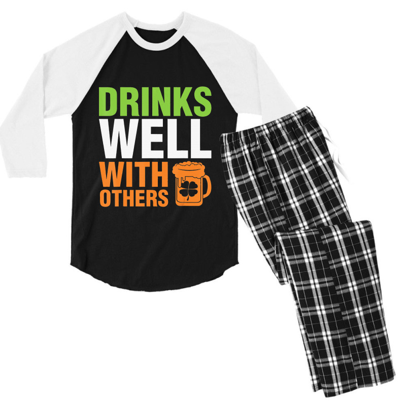 Irish Beer Drink Shamrock Happy Saint Patrick Men's 3/4 Sleeve Pajama Set | Artistshot