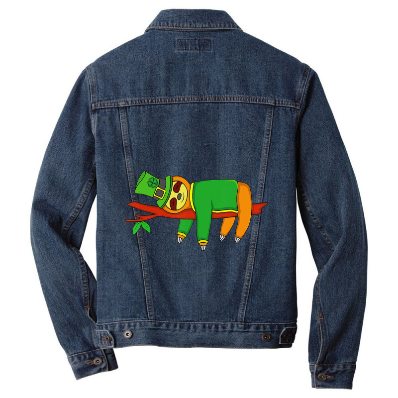 Leprechaun Sloth St Patricks Day Irish Shamrock Men Denim Jacket | Artistshot