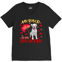 Boxer My Boxer Is My Valentine Heart Funny Boxer V V-neck Tee | Artistshot