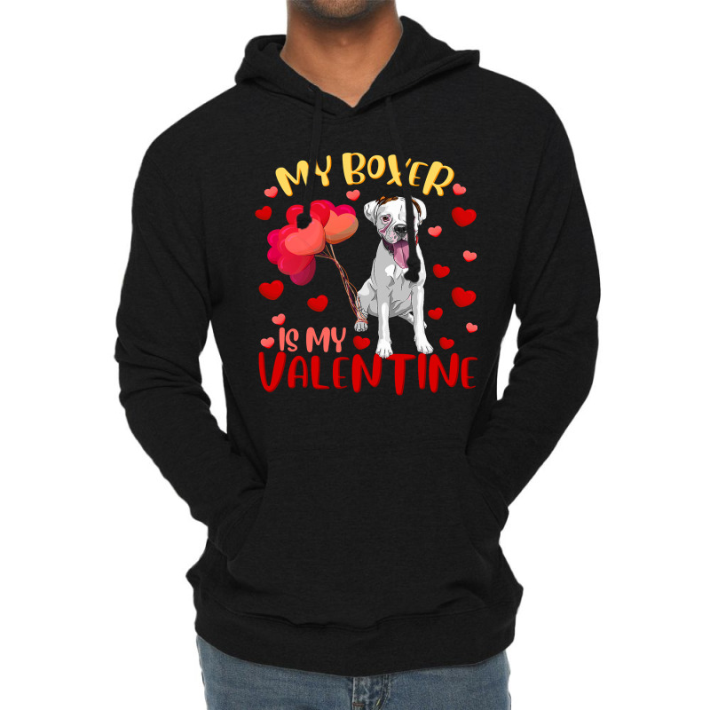 Boxer My Boxer Is My Valentine Heart Funny Boxer V Lightweight Hoodie | Artistshot