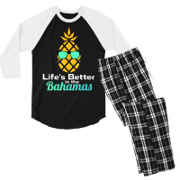 Bahamas Souvenir T Shirts Pineapple Sunglasses Gra Men's 3/4 Sleeve Pajama Set | Artistshot