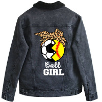 Ball Girl Funny Soccer Softball Player T Shirt Unisex Sherpa-lined Denim Jacket | Artistshot