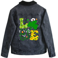 Funny Irish Nurse St Patrick's Day Shamrock Love Unisex Sherpa-lined Denim Jacket | Artistshot