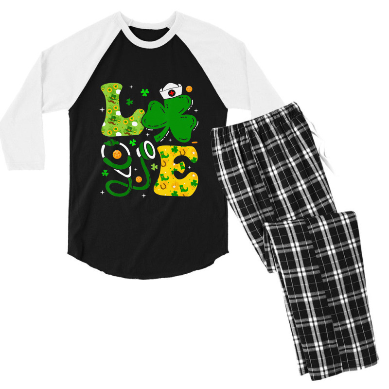 Funny Irish Nurse St Patrick's Day Shamrock Love Men's 3/4 Sleeve Pajama Set | Artistshot