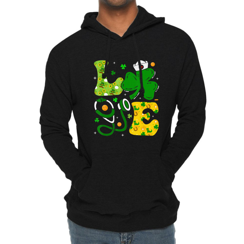 Funny Irish Nurse St Patrick's Day Shamrock Love Lightweight Hoodie | Artistshot