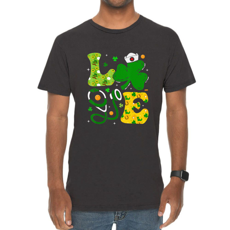 Funny Irish Nurse St Patrick's Day Shamrock Love Vintage T-shirt | Artistshot