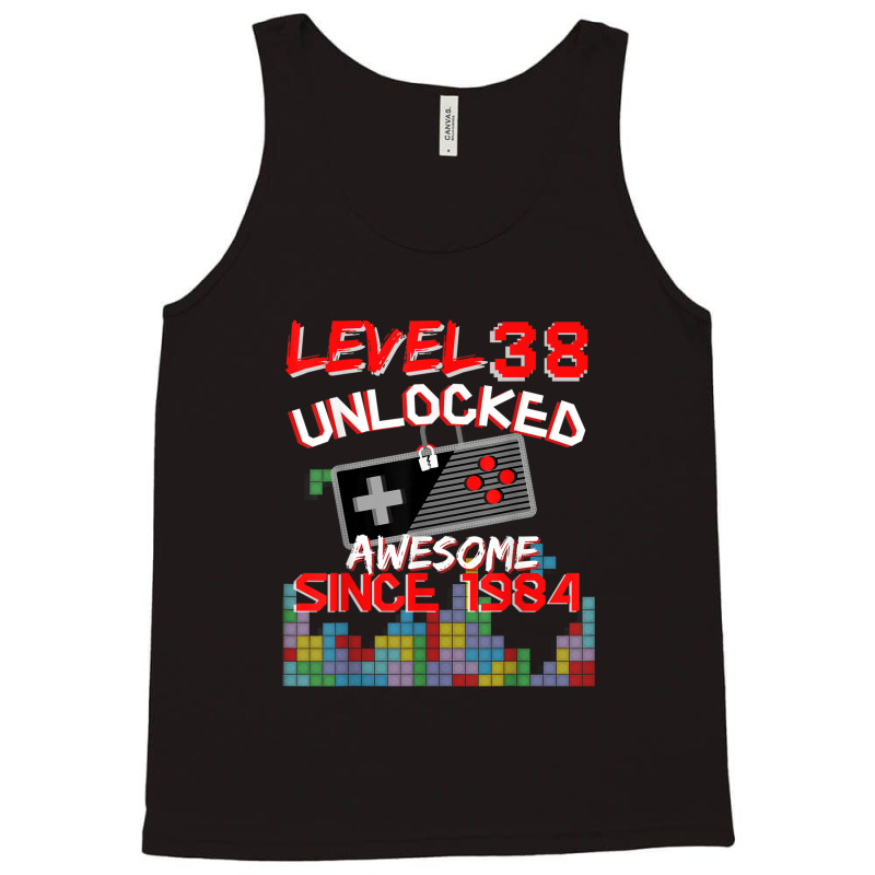 Gamer Boy Level 38 Unlocked Birthday Gaming  Top Tank Top | Artistshot