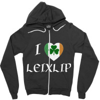 I Love Leixlip Ireland Eire Flag Heart Shamrock Zipper Hoodie | Artistshot