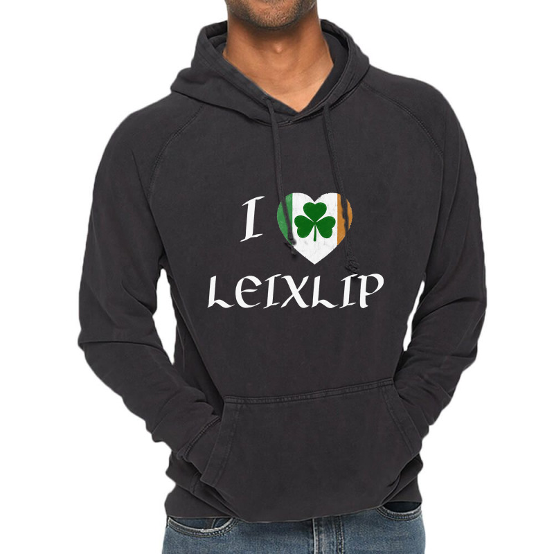 I Love Leixlip Ireland Eire Flag Heart Shamrock Vintage Hoodie | Artistshot