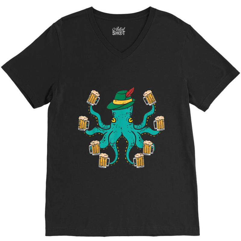 German Octopus Oktoberfest Funny Bavarian Festival V-neck Tee | Artistshot