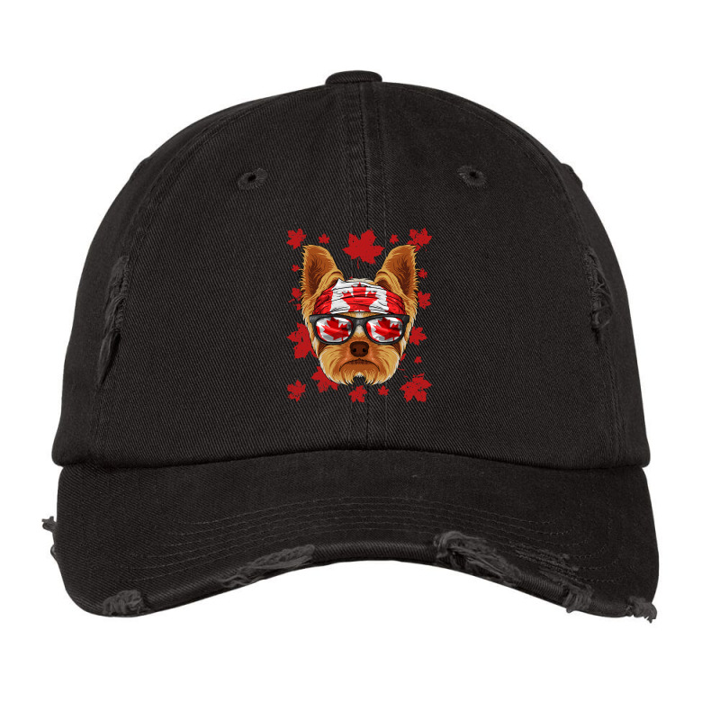 Canadian Yorkshire Terrier Patriotic Canada Flag M Vintage Cap by whoretacarpal | Artistshot