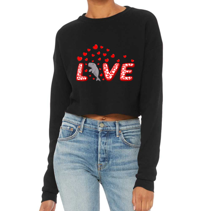 Manatee Lover Funny Hearts Love Manatee Valentine' Cropped Sweater by imelde | Artistshot