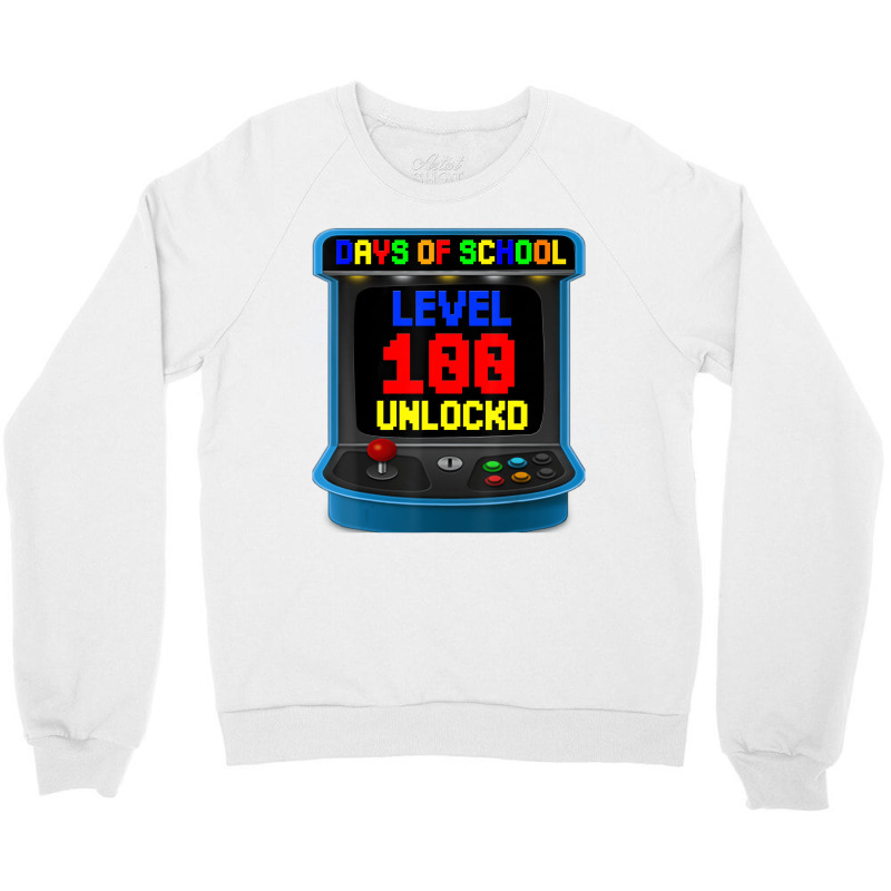 Level 100 Days Of School Unlocked Video Game Arcad Crewneck Sweatshirt by heffopance | Artistshot