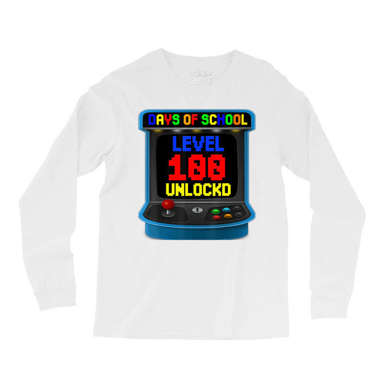 Level 100 Days Of School Unlocked Video Game Arcad Long Sleeve Shirts by heffopance | Artistshot