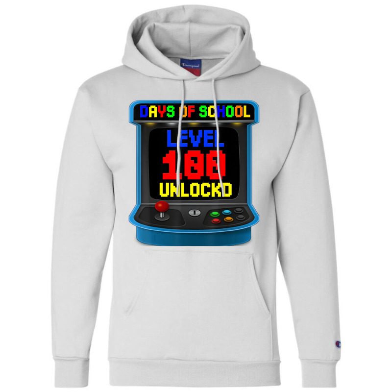 Level 100 Days Of School Unlocked Video Game Arcad Champion Hoodie by heffopance | Artistshot