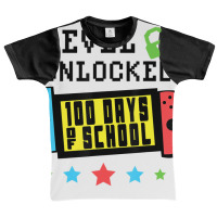 Level Unlocked 100 Days Of School Gamer Graphic Ar Graphic Youth T-shirt | Artistshot