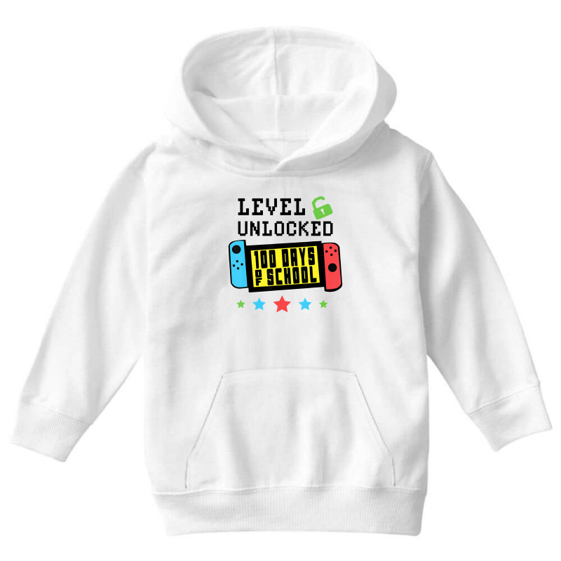 Level Unlocked 100 Days Of School Gamer Graphic Ar Youth Hoodie by krumsiek | Artistshot