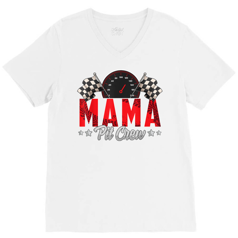 Race Car Birthday Party Racing Family Mama Pit Cre V-neck Tee | Artistshot