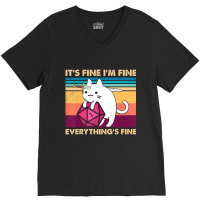 It's Fine I'm Fine Everything's Fine Funny Cat Vin V-neck Tee | Artistshot