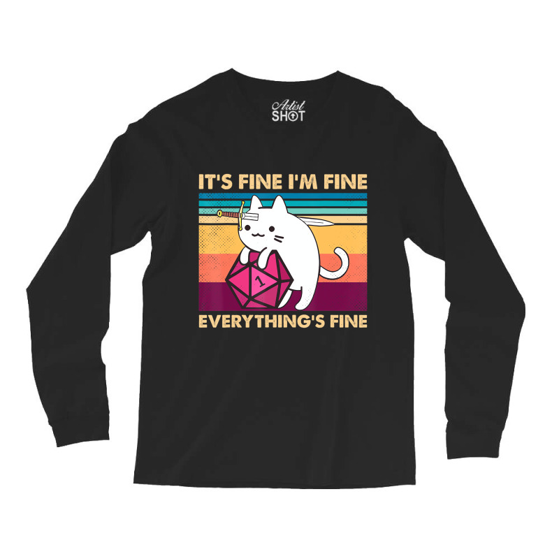 It's Fine I'm Fine Everything's Fine Funny Cat Vin Long Sleeve Shirts | Artistshot