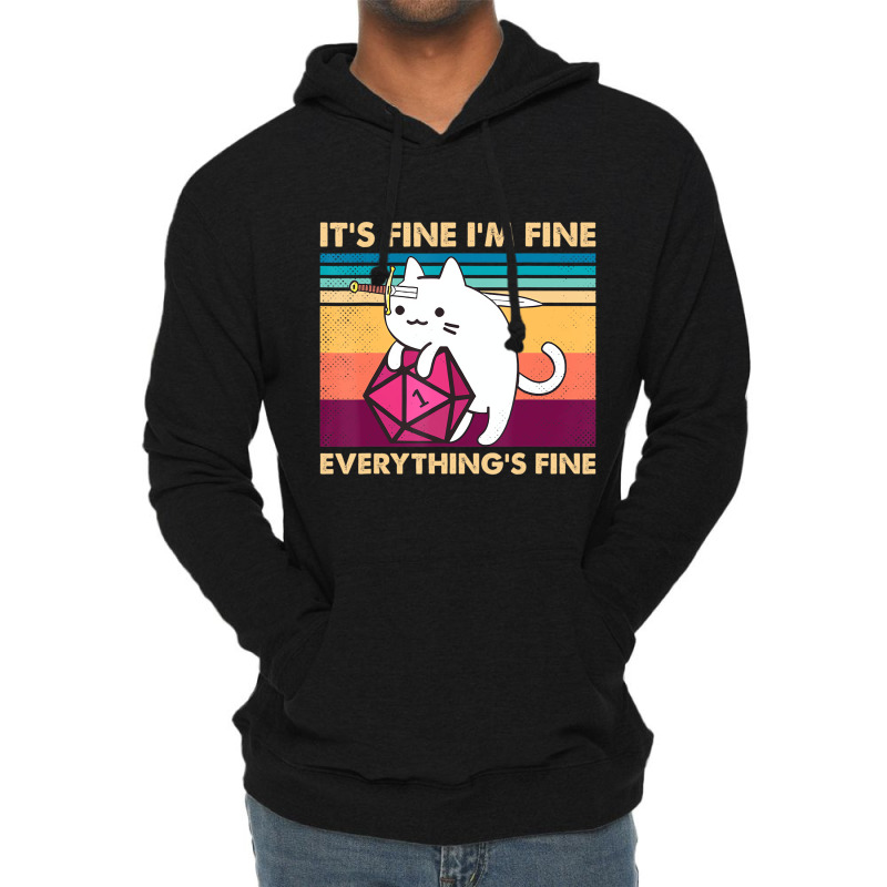 It's Fine I'm Fine Everything's Fine Funny Cat Vin Lightweight Hoodie | Artistshot