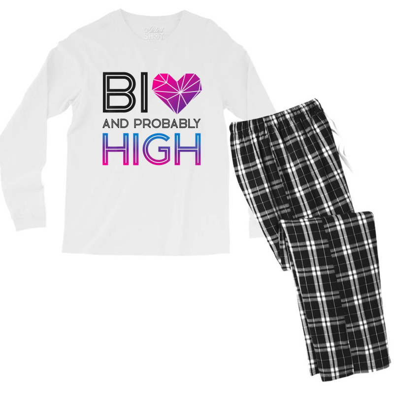 Bisexual Bi Pride Flag Bi And Probably High T Shir Men's Long Sleeve Pajama Set | Artistshot