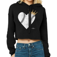 Vintage Royal Baseball Heart With Crown Tee Shirt Cropped Hoodie | Artistshot