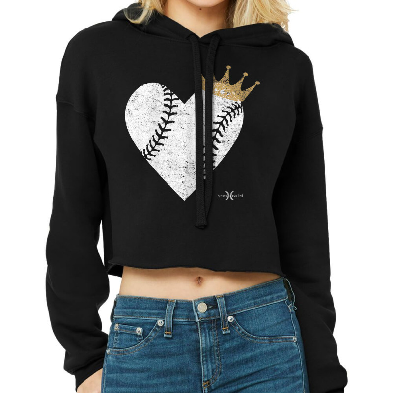 Vintage Royal Baseball Heart With Crown Tee Shirt Cropped Hoodie by togniuck | Artistshot