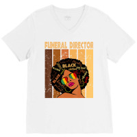 Funeral Director Afro African American Black Histo V-neck Tee | Artistshot