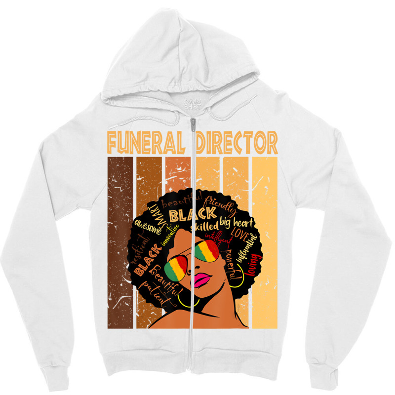 Funeral Director Afro African American Black Histo Zipper Hoodie by bonne | Artistshot