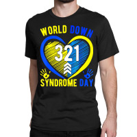 Blue Yellow Heart 21 World Down Syndrome Awareness Classic T-shirt | Artistshot