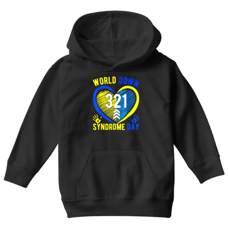 Blue Yellow Heart 21 World Down Syndrome Awareness Youth Hoodie by ravand | Artistshot