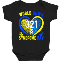 Blue Yellow Heart 21 World Down Syndrome Awareness Baby Bodysuit | Artistshot