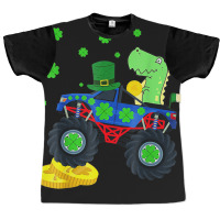 Dinosaur St Patrick's Day Monster Truck Irish Graphic T-shirt | Artistshot