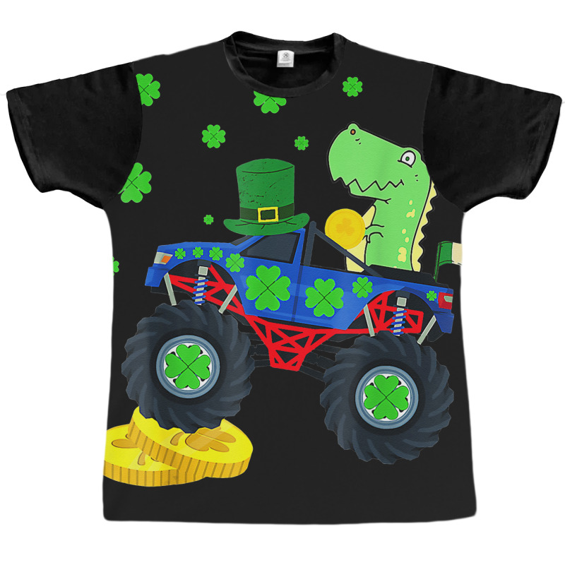 Dinosaur St Patrick's Day Monster Truck Irish Graphic T-shirt | Artistshot