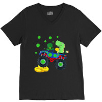 Dinosaur St Patrick's Day Monster Truck Irish V-neck Tee | Artistshot