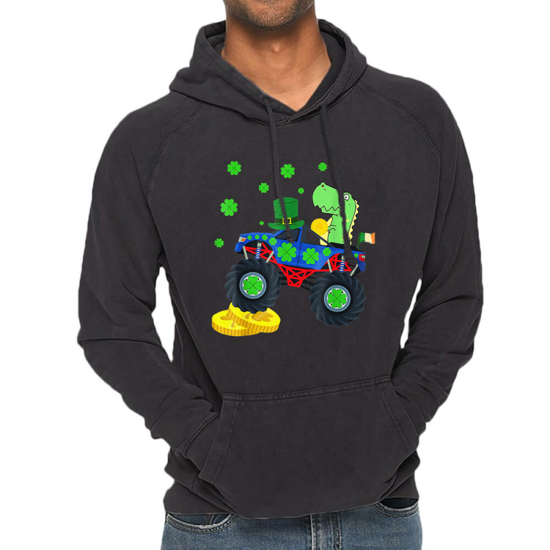 Dinosaur St Patrick's Day Monster Truck Irish Vintage Hoodie | Artistshot