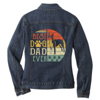 Boston Terrier Best Dog Dad Ever Vintage Father's Ladies Denim Jacket | Artistshot