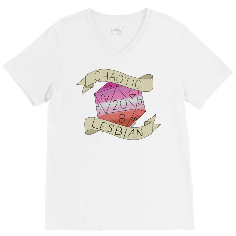 Chaotic Lesbian D20 V-Neck Tee by filesphomp | Artistshot