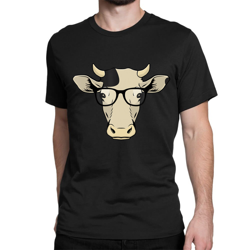 Funny Hipster Cow In Spectacles Cattle Eye Glasses Classic T-shirt | Artistshot