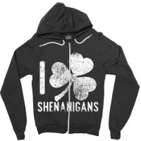 Funny I Love Shenanigans Shirt Vintage Distressed Zipper Hoodie | Artistshot