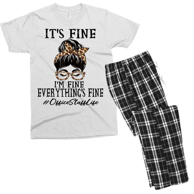 Funny Office Staff It's Fine, I'm Fine And Everyth Men's T-shirt Pajama Set | Artistshot