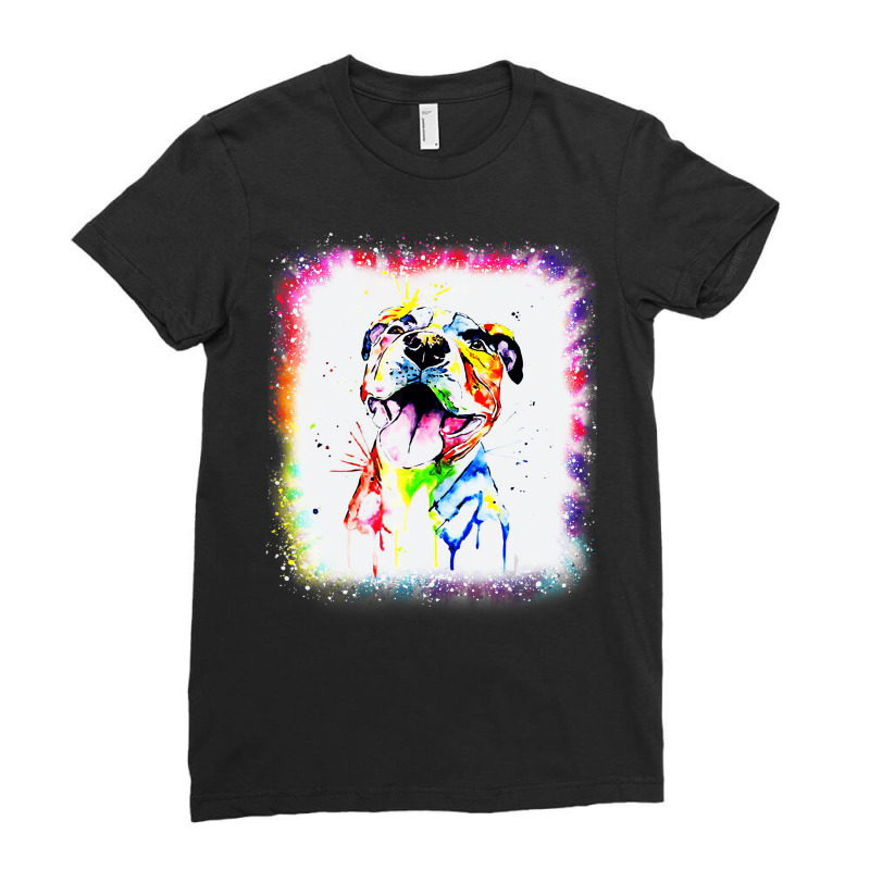 Pit Bull Terrier Dog, Dad Mom Boy Girl Tie Dye Ble Ladies Fitted T-Shirt by africaka | Artistshot