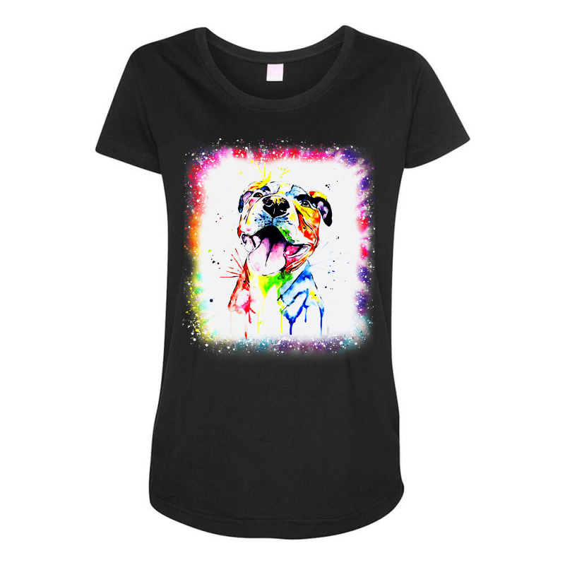 Pit Bull Terrier Dog, Dad Mom Boy Girl Tie Dye Ble Maternity Scoop Neck T-shirt by africaka | Artistshot