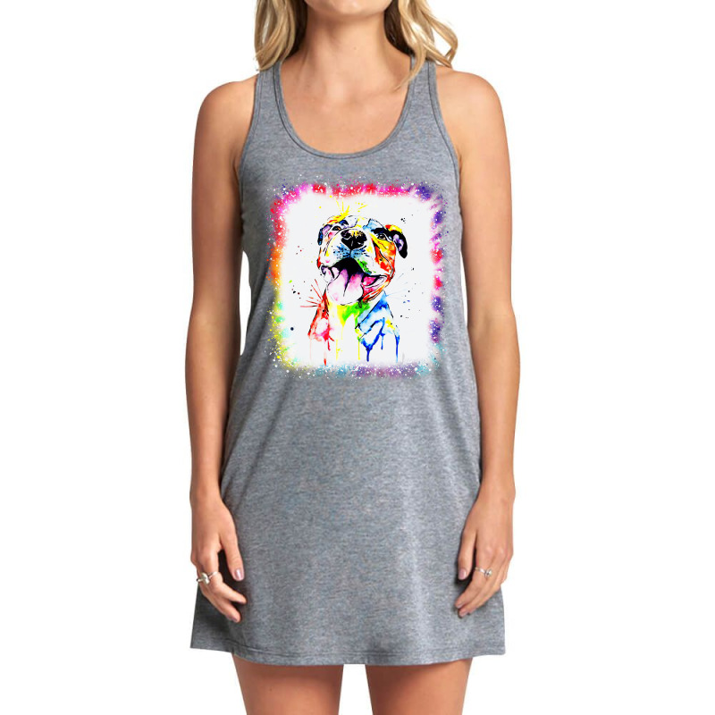 Pit Bull Terrier Dog, Dad Mom Boy Girl Tie Dye Ble Tank Dress by africaka | Artistshot