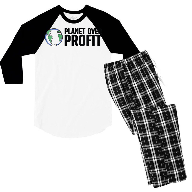 Womens Planet Over Profit   Climate Change & Globa Men's 3/4 Sleeve Pajama Set by byrneo | Artistshot